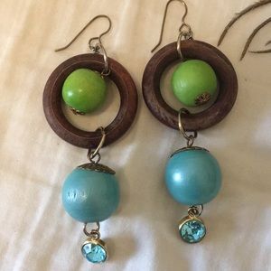 Urban Outfitters Jewelry - Urban Outfitters Green Blue Wood earrings Urban Outfitters Jewelry - Urban Outfitters Green Blue Wood earrings